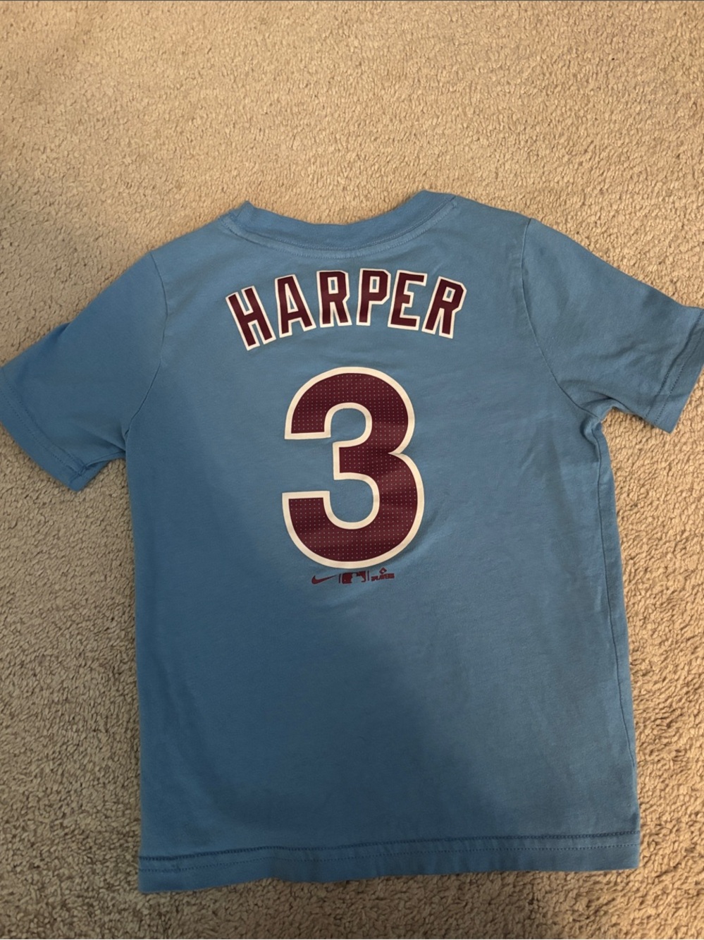 Nike Light Blue 'Harper' #3 Short Sleeve Tee Jersey- Philadelphia Phillies